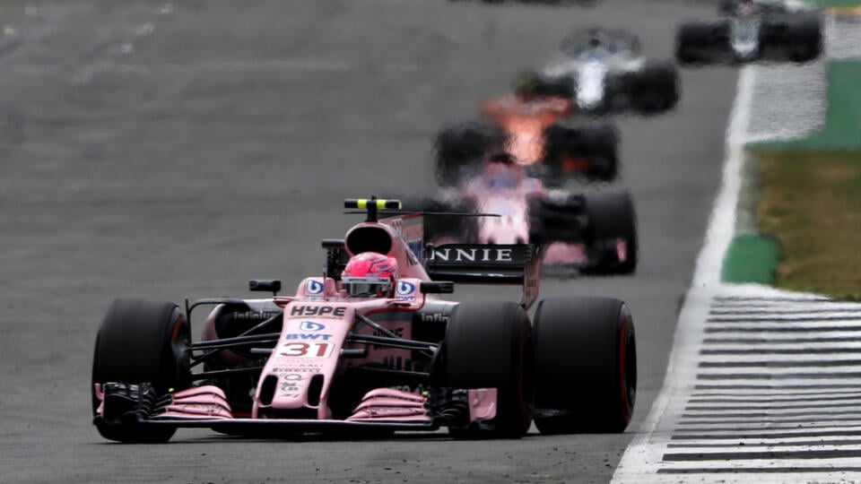 NORTHAMPTON, ENGLAND - JULY 16: Esteban Ocon of France driving the (31) Sahara Force India F1 Team VJM10 on track during the Formula One Grand Prix of Great Britain at Silverstone on July 16, 2017 in Northampton, England.  (Photo by Mark Thompson/Getty Images)