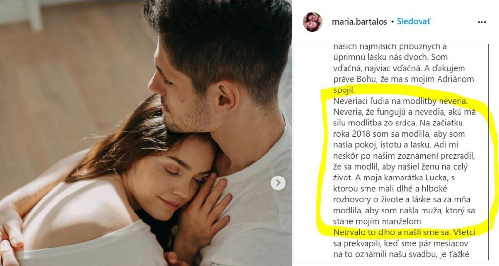 Mária v príspevku prezradila, že si svojho manžela vymodlila a on ju tiež!