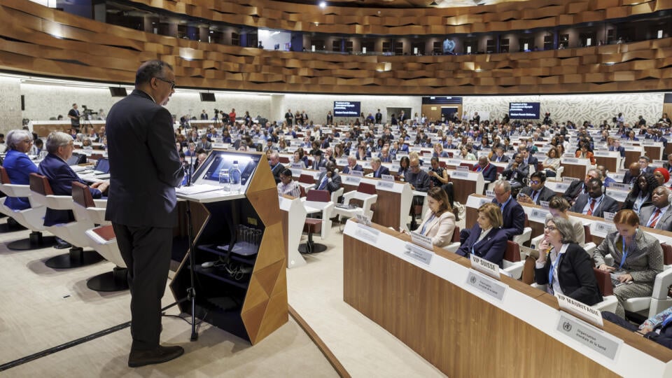 JB 45 Ženeva - Generálny riaditeľ Svetovej zdravotníckej organizácie (WHO) Tedros Adhanom Ghebreyesus počas prejavu na otvorení 77. zasadnutia Svetového zdravotníckeho zhromaždenia, ktoré je vrcholným rozhodovacím orgánom Svetovej zdravotníckej organizácie (WHO) v sídle WHO v Ženeve 27. mája 2024. FOTO TASR/AP
Tedros Adhanom Ghebreyesus, Director General of the World Health Organization (WHO), delivers his statement, during the opening of the 77th World Health Assembly (WHA77) at the European h