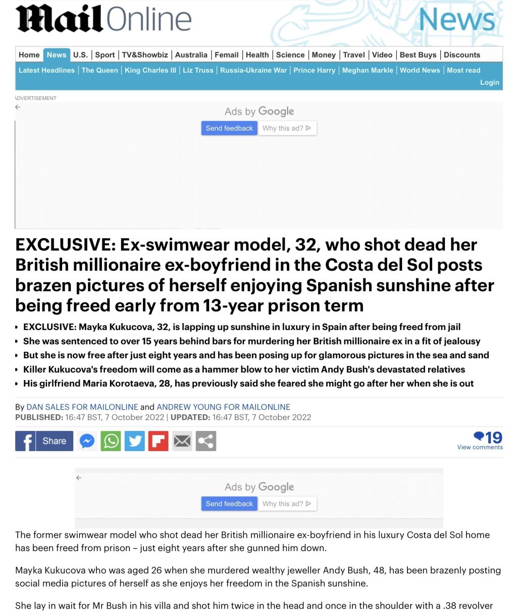 Daily Mail: Internetová verzia známeho denníka sa venovala kauze Kukučová a citovala zistenia Plus 7 DNÍ.