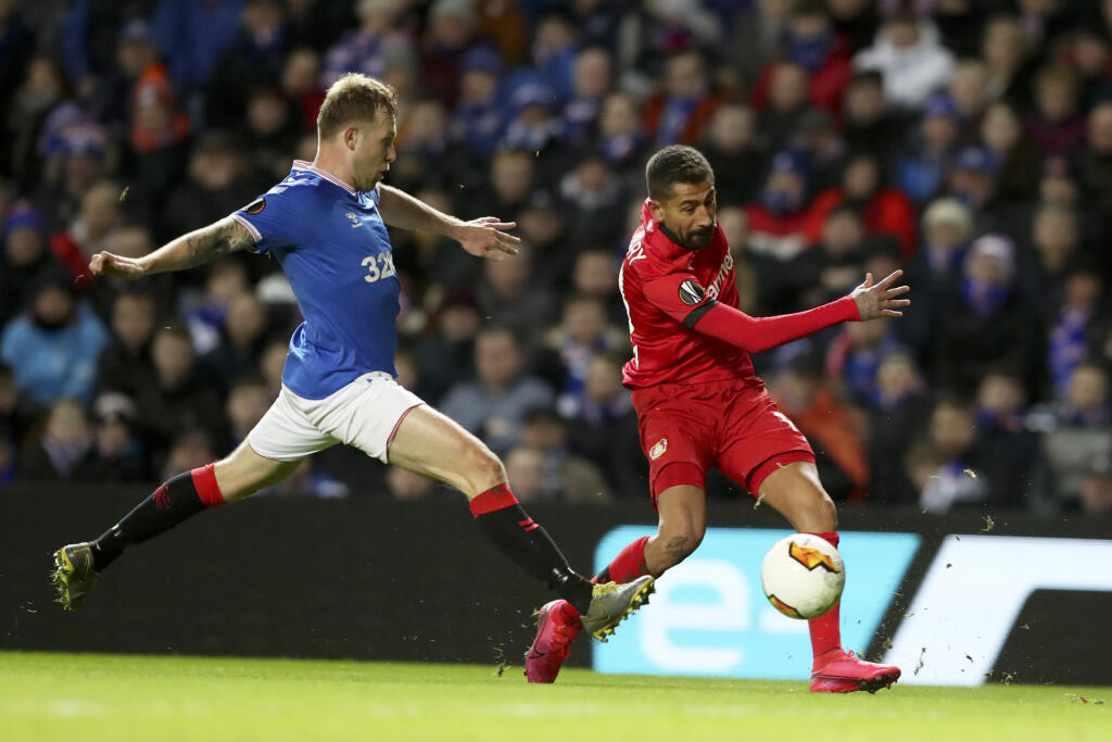 Glasgow Rangers nestačil na Bayer Leverkusen, ktorý v Ibrox Parku vyhral gólmi 20-ročného veľkého talentu nemeckého futbalu Kaia Havertza, čílskeho stredopoliara Aranguiza a jamajského útočníka Leona Baileyho.