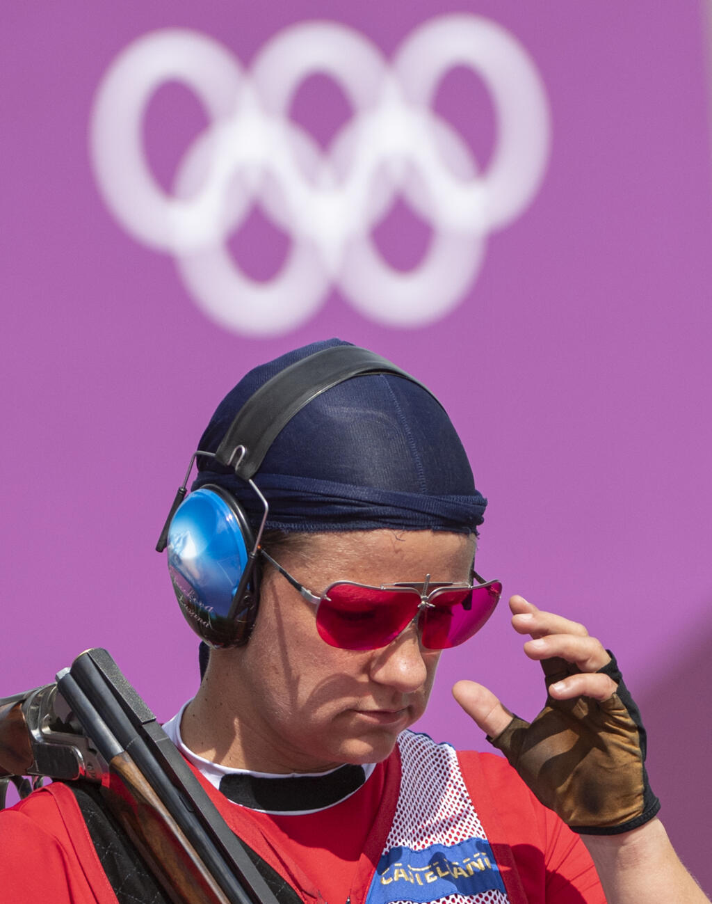 Na snímke slovenská reprezentantka v športovej streľbe Zuzana Rehák-Štefečeková počas prvého dňa kvalifikácie trapu žien na XXXII. letných olympijských hrách v Tokiu v stredu 28. júla 2021. FOTO TASR - Martin Baumann