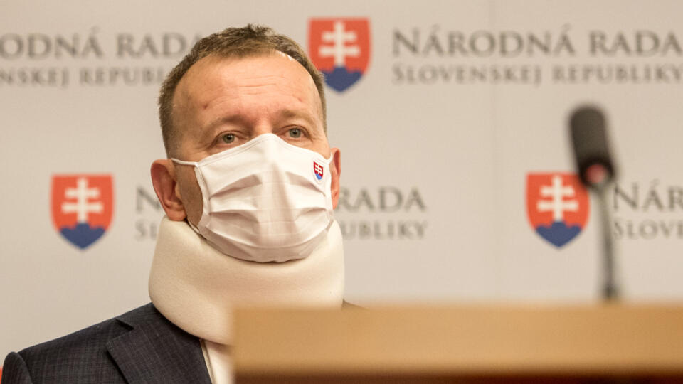 Na snímke predseda NR SR Boris Kollár (Sme rodina) počas brífingu s novinármi na tému: Zrušenie doplatkov za lieky 5. februára 2021 v Bratislave. FOTO TASR - Martin Baumann