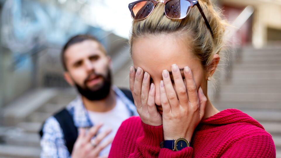 Couple or marriage angry and sad after argument