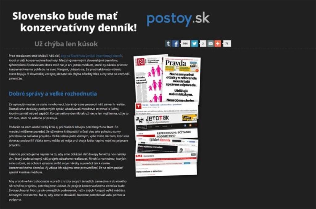 Ľudia z Postoy.sk zakladajú konzervatívny denník, zatiaľ ho podporilo 300 darcov