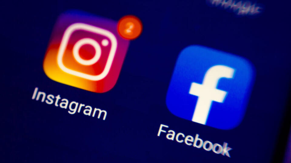In this photo illustration icons of Facebook and Instagram