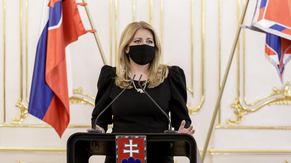 Na snímke prezidentka SR Zuzana Čaputová počas tlačovej konferencie po skončení 130. zasadnutia Bezpečnostnej rady vlády SR 20. októbra 2020 v Bratislave. FOTO TASR - Dano Veselský