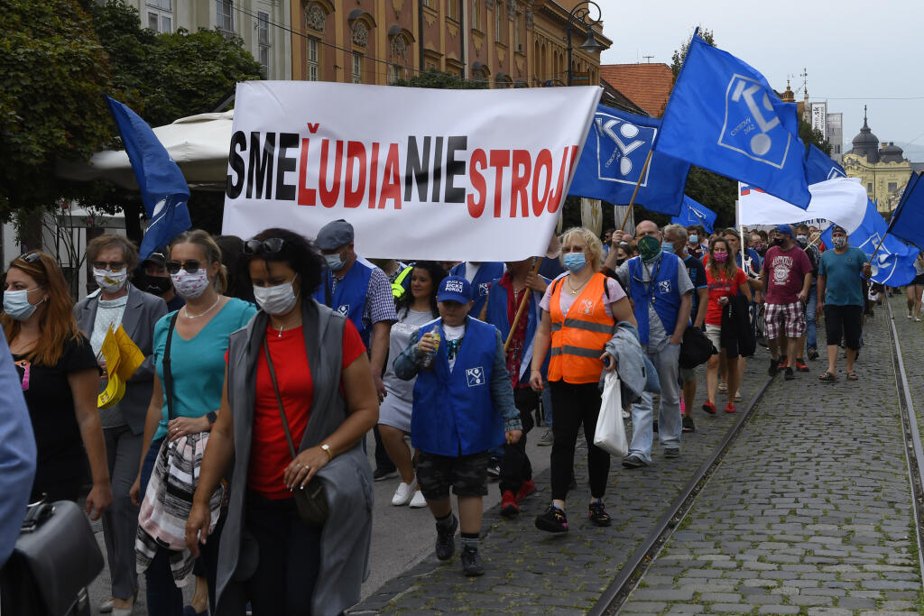 Protestný pochod odborárov v Košiciach