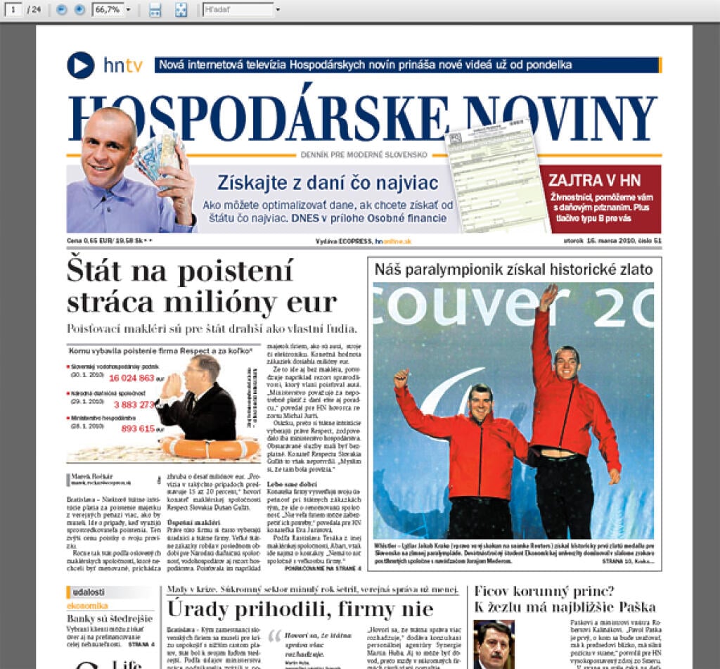 HNonline.sk predáva noviny. V PDF za pol eura