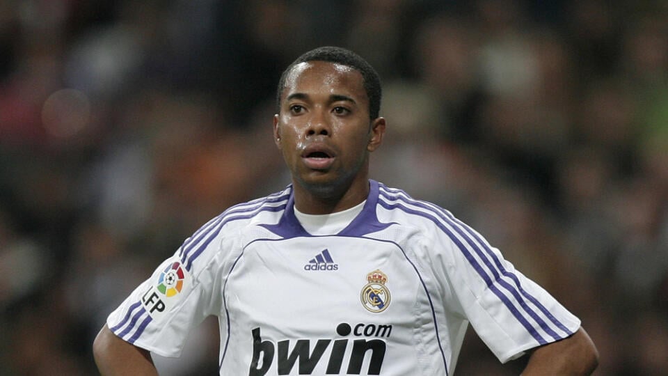 MADRID, SPAIN - JANUARY 27:  Robinho of Real Madrid reacts during the La Liga match between Real Madrid and Villarreal at the Santiago Bernabeu Stadium on January 27, 2008 in Madrid, Spain. Real Madrid won the match 3-2.  (Photo by Jasper Juinen/Getty Images)