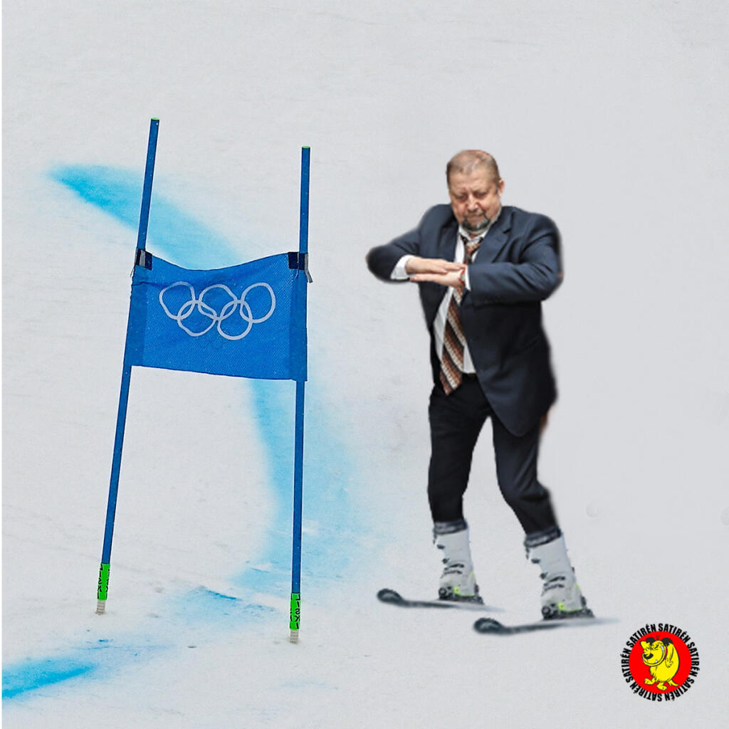 Ako by to vyzeralo, keby na olympiáde bojovali o medaily naši politici? Štefan Harabin by v obrovskom slalome zvládol lyžovať aj bez paličiek.