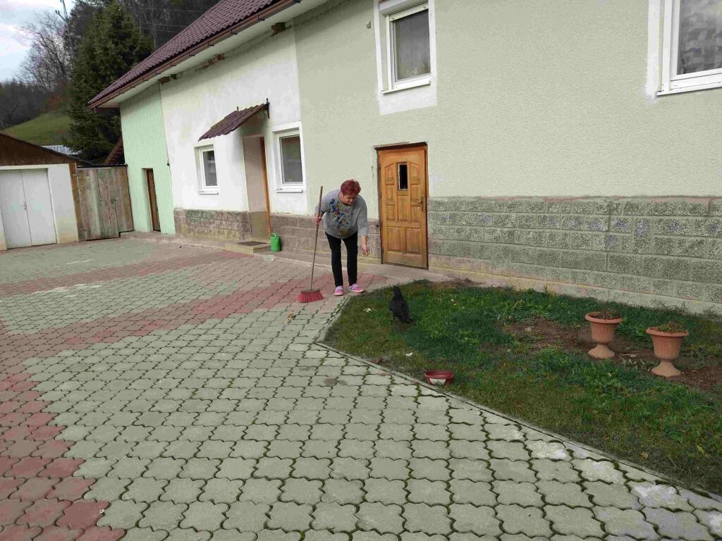 Krkavec Feri v záhrade