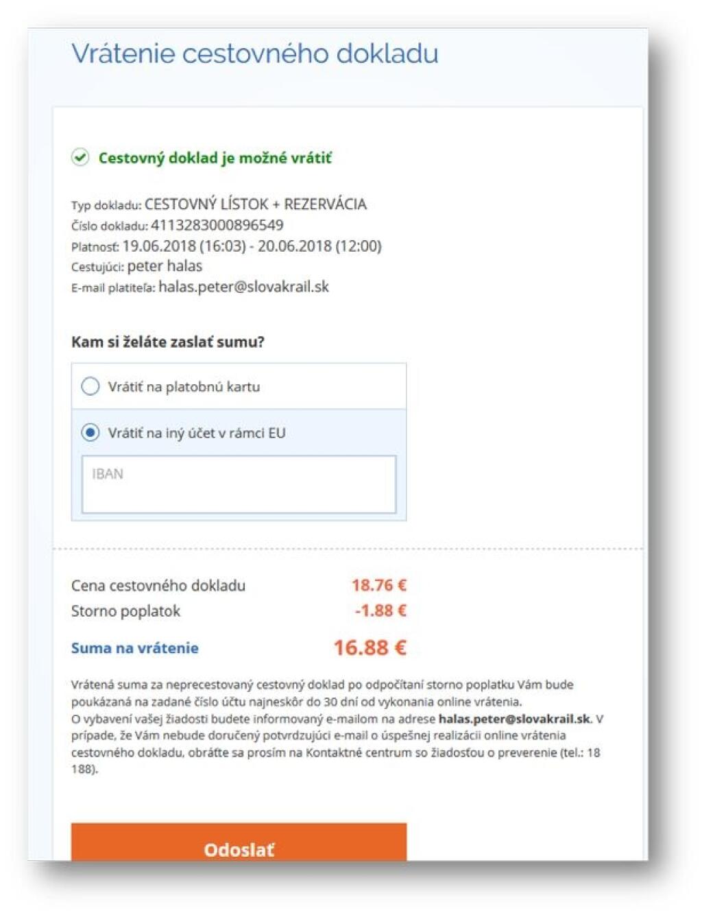 Vrátenie dokladu v novom systéme