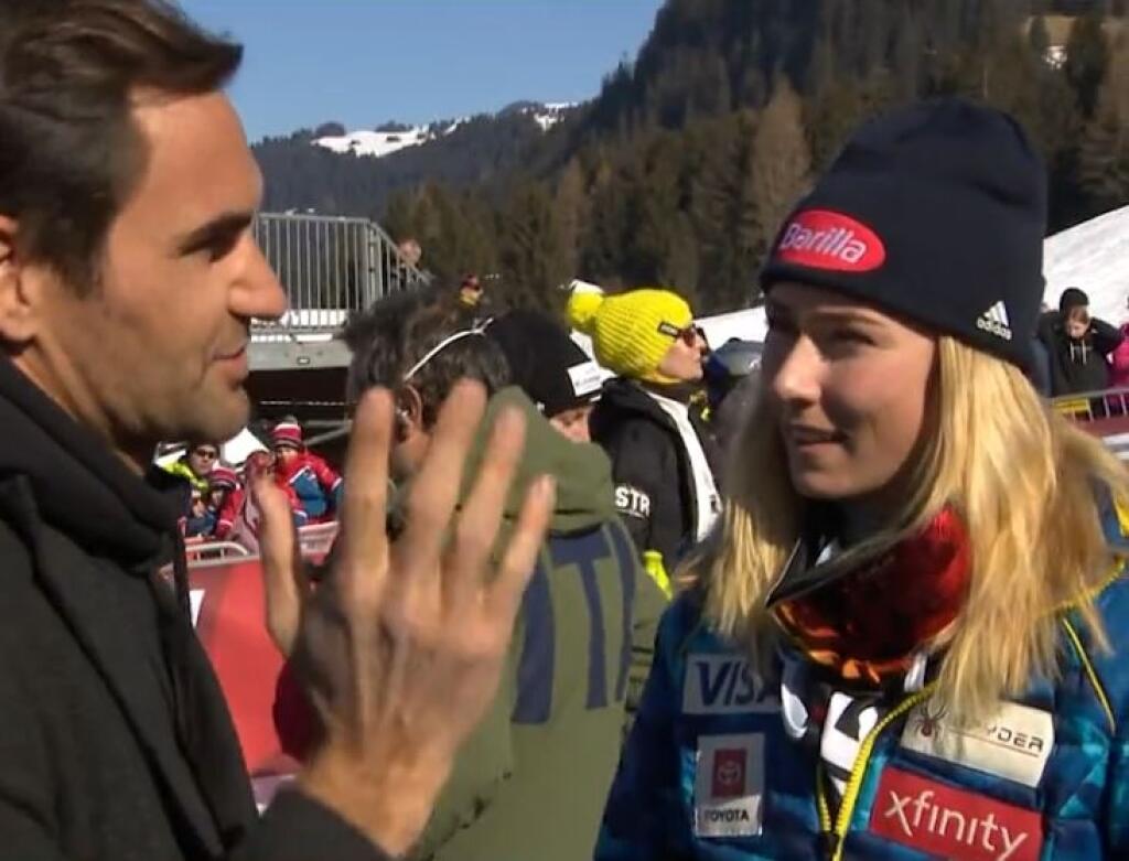 Rozhovor s Federerom v Lenzerheide si nenechala ujsť ani americká lyžiarka Mikaela Shiffrinová.