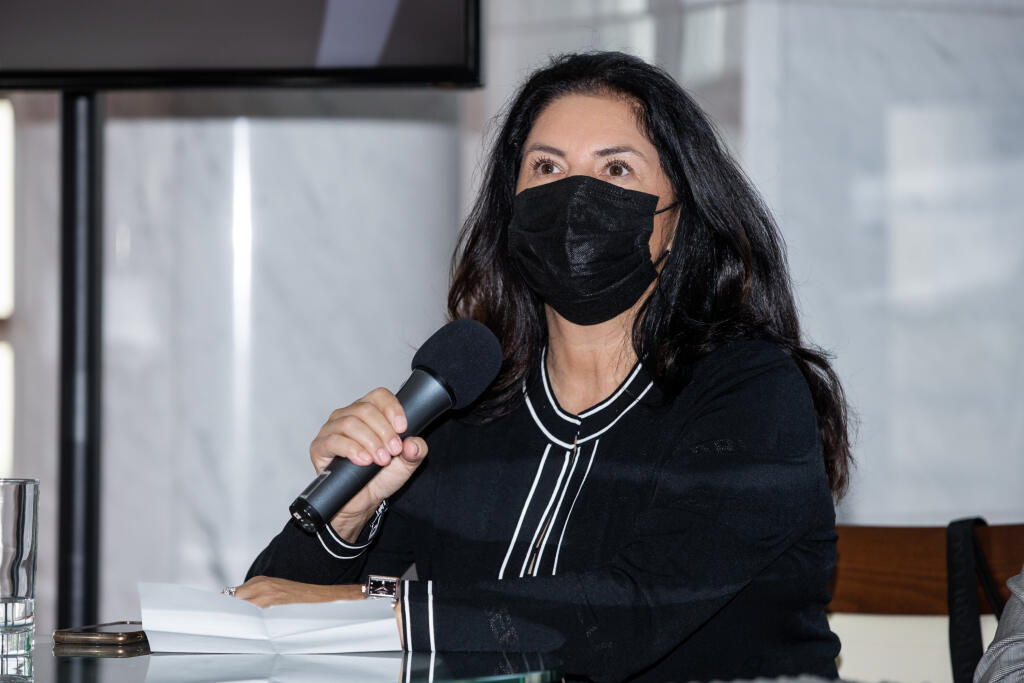 Tlačová konferencia v novej budove SND k pripravovanému konertu Petra Dvorského. Na snímke Iveta Malachovská.
