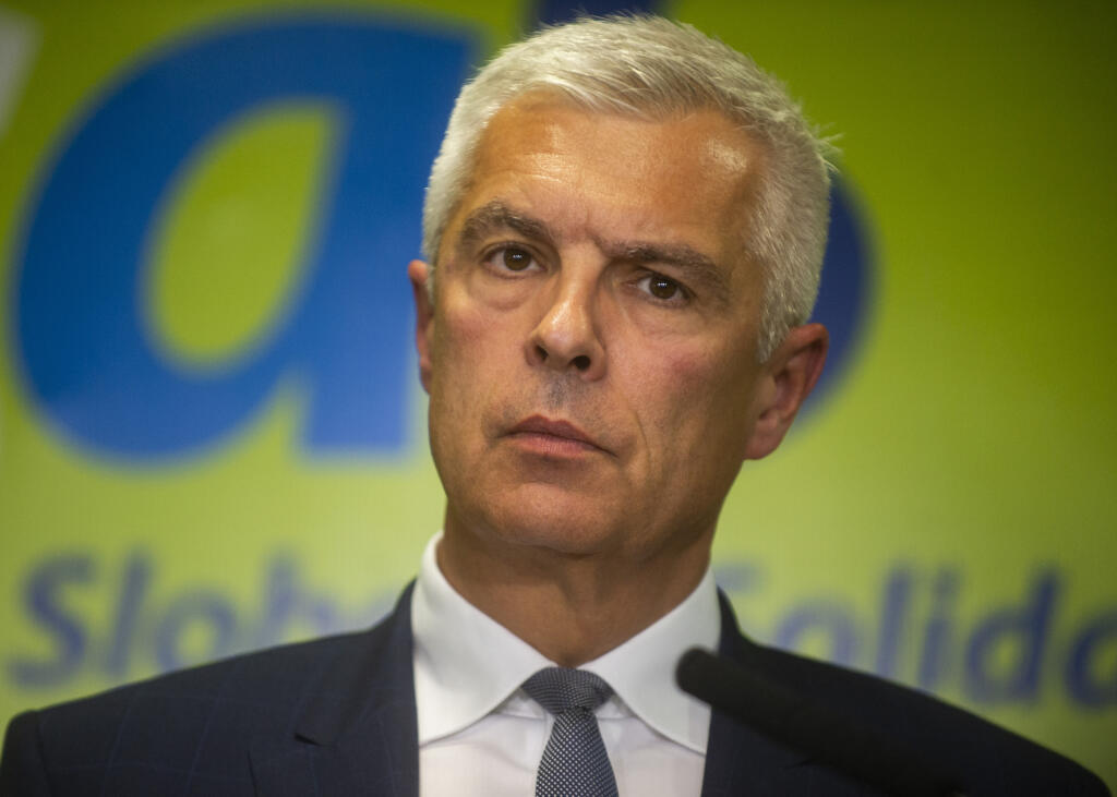 Na snímke minister zahraničných vecí a európskych záležitostí SR Ivan Korčok (SaS) počas tlačovej konferencie na tému – Demisia ministrov za SaS 5. septembra 2022 v Bratislave. FOTO TASR – Jakub Kotian