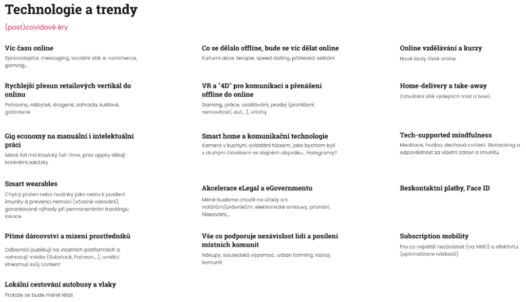 Technológie a trendy v post covid ére