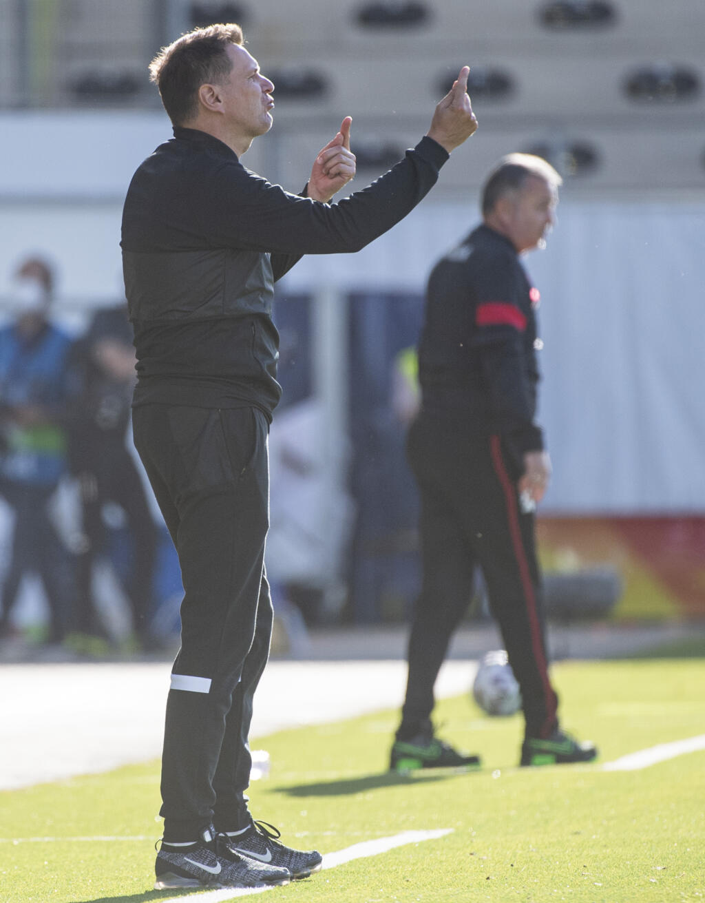 Na snímke tréner Slovenska Štefan Tarkovič v prípravnom zápase pred EURO 2020 vo futbale Slovensko – Bulharsko v rakúskom meste Ried im Innkreis v utorok 1. júna 2021. FOTO TASR – Martin Baumann
