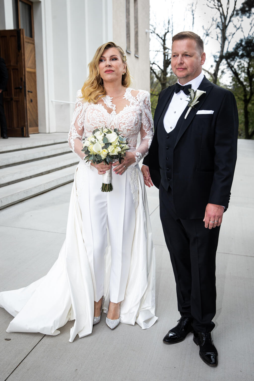 Svadba Gabriely Drobovej a Karola Rumana v Bratislave. Na snímke Gabriela Drobová a Karol Ruman.