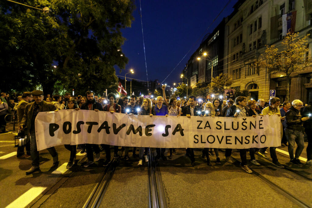 Pochod Za slušné Slovensko v Bratislave