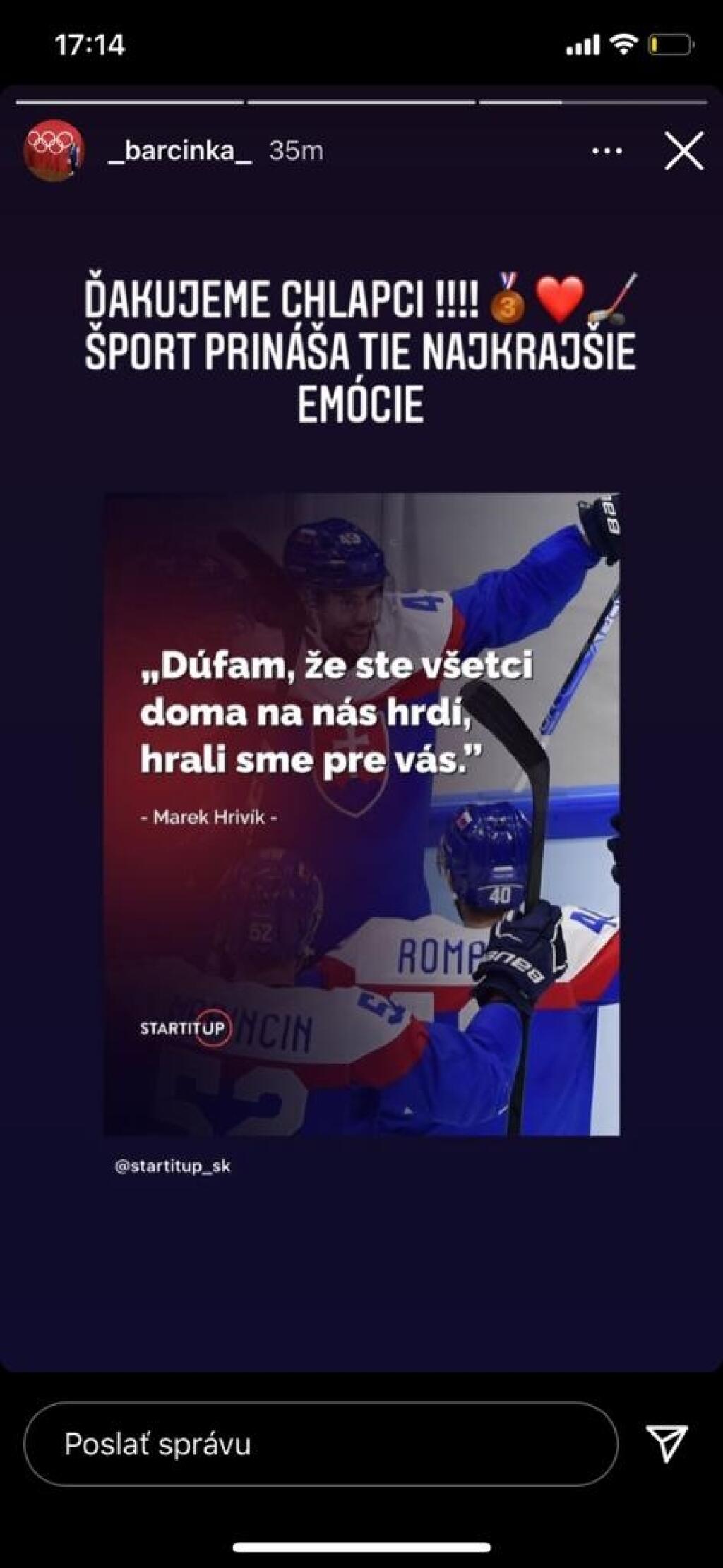 Naši hviezdni športovci sa tešili z historického úspechu našich hokejistov.