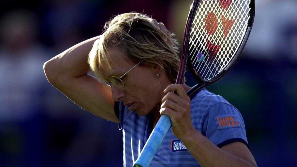 21 Jun 2000:  A dejected Martina Navratilova of the USA after losing her doubles match with Mariaan de Swardt of South Africa against Nathalie Tauziat of France and Ai Sugiyama of Japan in first round of the doubles during the Direct Line International Ladies Tennis Championship at Devonshire Park, Eastbourne.  Mandatory Credit: Allsport/ALLSPORT