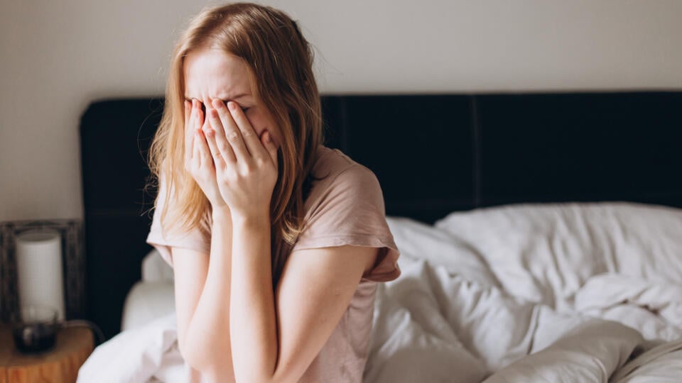 Close,Up,Young,Blonde,Woman,Feeling,Upset,,Sad,,Unhappy,Or