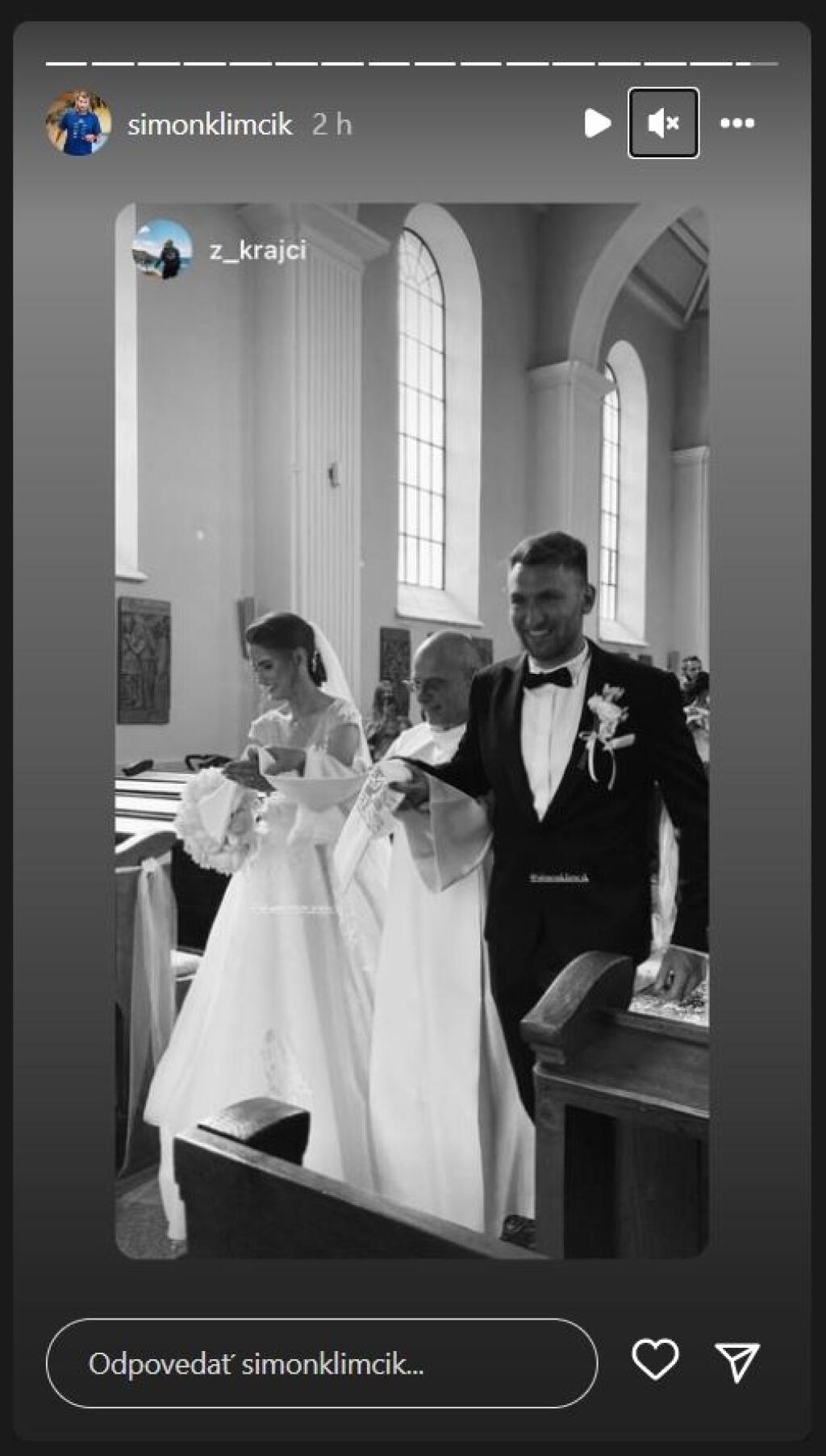 Šimon Klimčík zdieľal zábery zo svadby na svojom instagrame.
