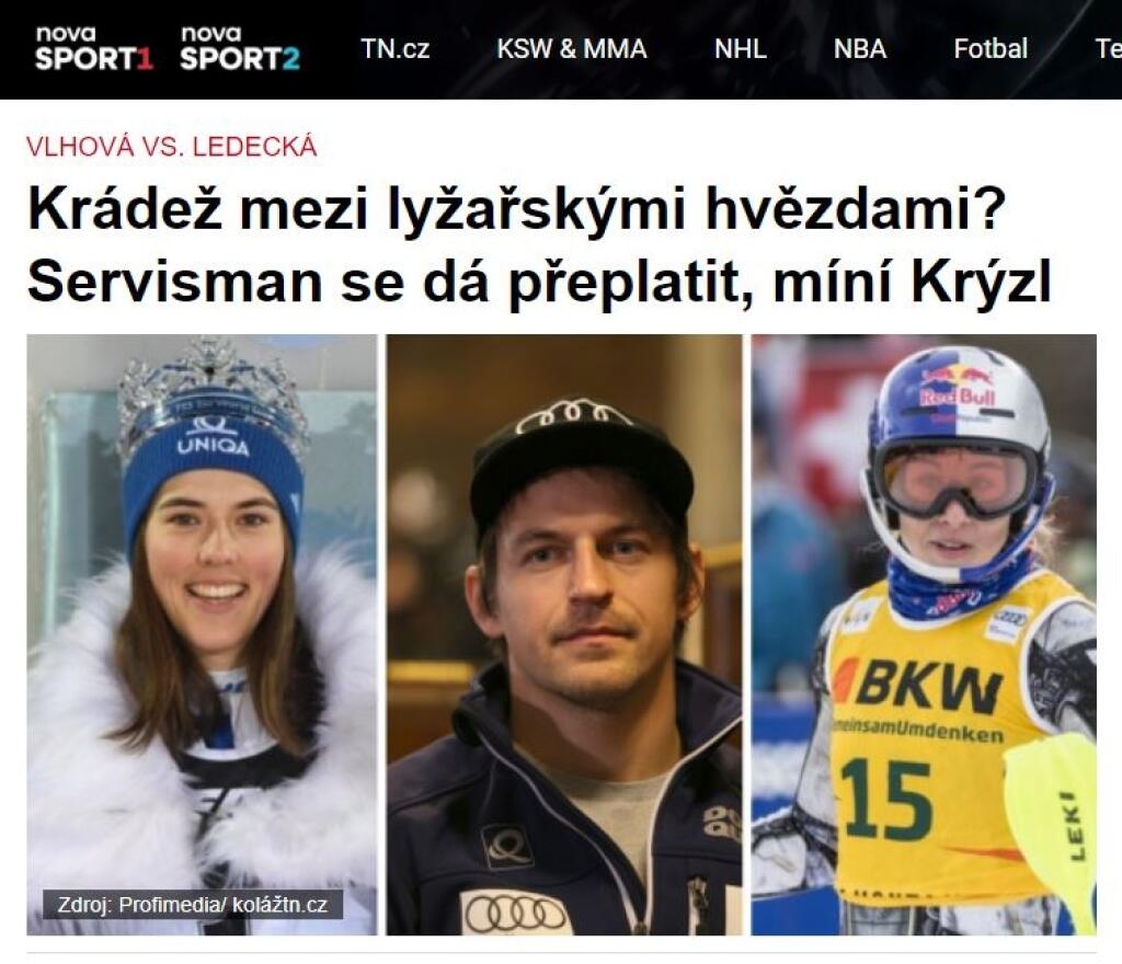 Krádež medzi lyžiarskymi hviezdami? Pýta sa portál českej televízie Nova.