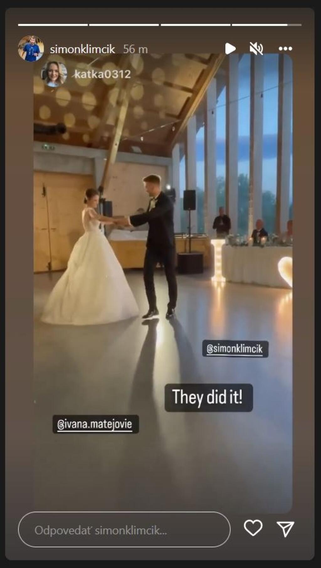 Šimon Klimčík zdieľal zábery zo svadby na svojom instagrame.