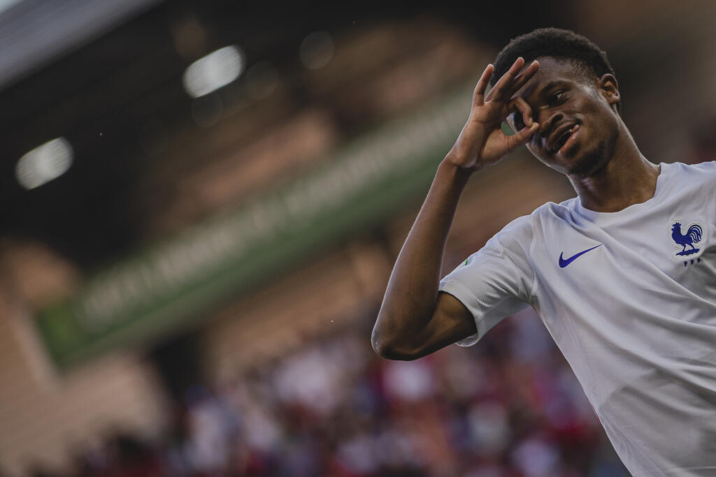 Na snímke Alan Virginius počas zápasu A-skupiny Majstrovstiev Európy vo futbale hráčov do 19 rokov medzi reprezenáciami Slovenska a Francúzska na Štadióne Antona Malatinského v Trnave.
