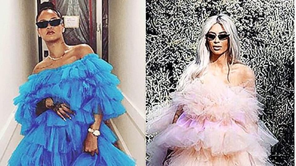 Kto koho kopíroval? Off-White ružovou róbou, ktorú si
obliekla Kim, alebo Thierry Mugler, ktorý ušil šaty pre Rihannu? Ale tá ich mala prvá.