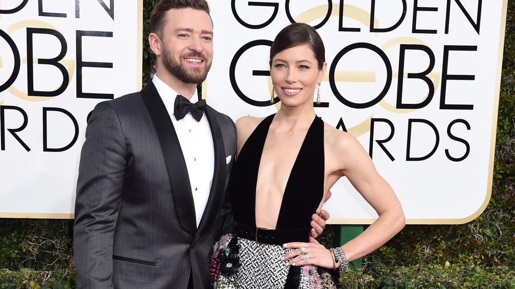 Justin Timberlake a Jessica Biel v šatách Elie Saab.