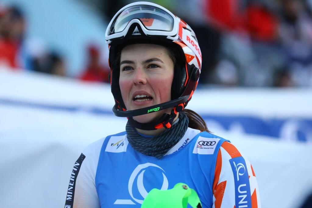 Petra Vlhová mala po jazde vymrznutú tvár do červena.