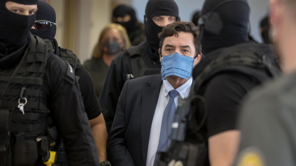 Súdne pojednávanie na Špecializovanom trestnom súde v Pezinku vo veci vraždy Jána Kuciaka a Martiny Kušnírovej. Na snímke je obžalovaný Marián Kočner.