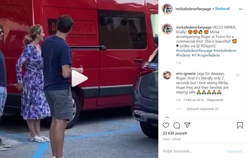 Trvalo niekoľko mesiacov, kým sa Mirka ukázala na verejnosti. Po mesiacoch karantény Rogera sprevádzala na točení reklamy, ktorej hlavnou hviezdou je práve legendárny tenista. Mirka, ktorá má na instagrame niekoľko fanúšikovských stránok a profilov, tak okamžite zaujala a obletela sociálne siete.