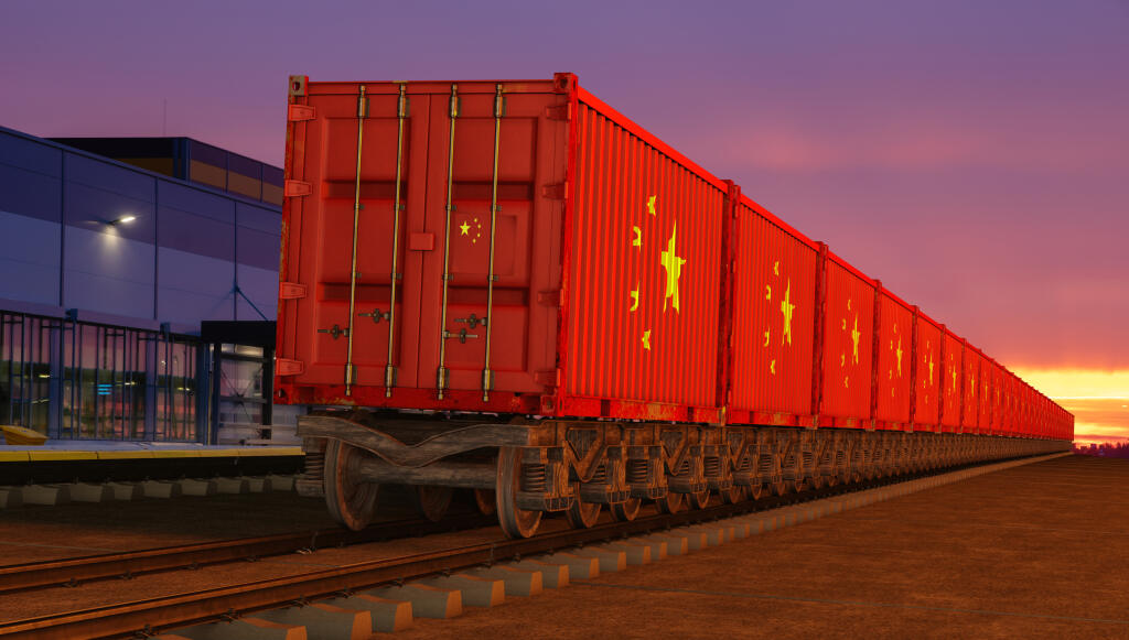 Train,With,Containers,With,The,Flag,Of,China,Driving,Near