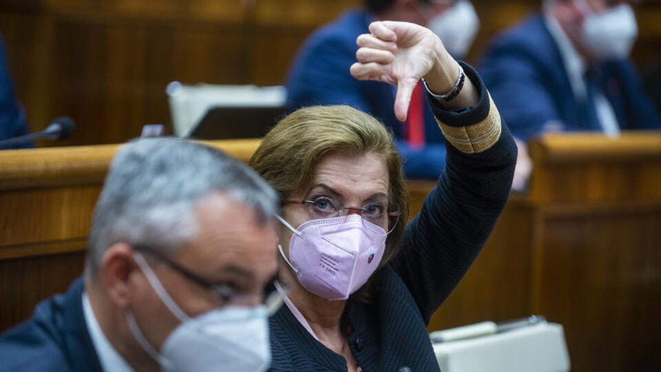 Na snímke poslankyňa NR SR Anna Zemanová (SaS) počas mimoriadneho zasadnutia Národnej rady SR (NRSR) 10. mája 2021 v Bratislave. Parlament sa bude zaoberať návrhom skupiny poslancov na vyslovenie nedôvery ministerke Márii Kolíkovej. FOTO TASR - Jakub Kotian