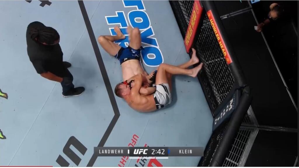 Slovenský zápasník MMA Ľudovít Klein prehral v noci na nedeľu duel perovej váhy v rámci UFC Fight Night 195 s Američanom Nateom Landwehrom v 3. kole na submisiu.