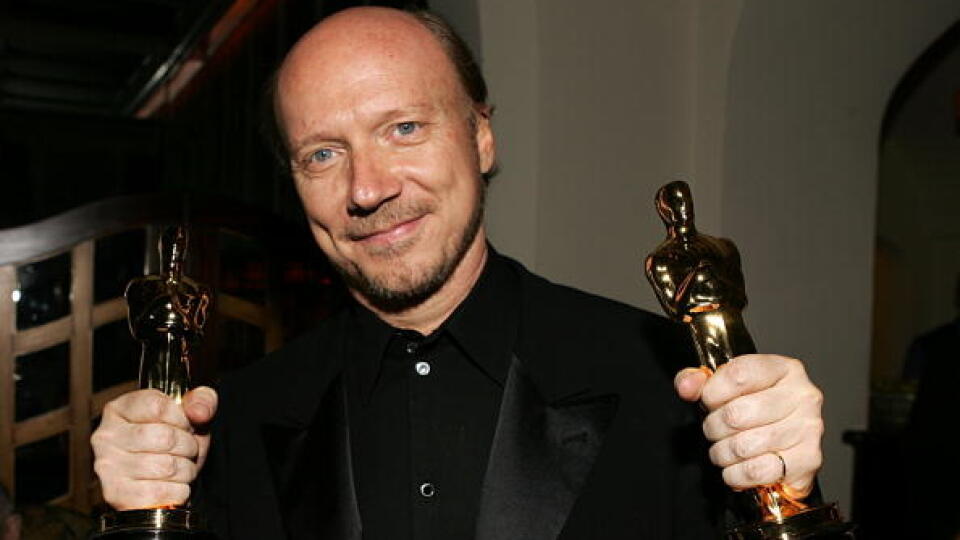 HOLLYWOOD - MARCH 05:  Director Paul Haggis holding the winning awards for Crash attends the Lions Gate "Crash" Oscar Bash held at the Chateau Marmont on March 5, 2006 in Hollywood, California.  (Photo by Frazer Harrison/Getty Images)