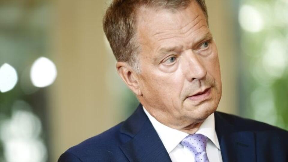 Finnish President Sauli Niinisto speaks to media in Helsinki, Finland on Thursday, Aug. 14, 2014. Finnish President Sauli Niinisto will be meeting with his Russian counterpart Vladimir Putin on Friday in Sochi, Russia. The working visit will focus on the Ukraine crisis. (AP Photo/Lehtikuva/Heikki Saukkomaa) FINLAND OUT