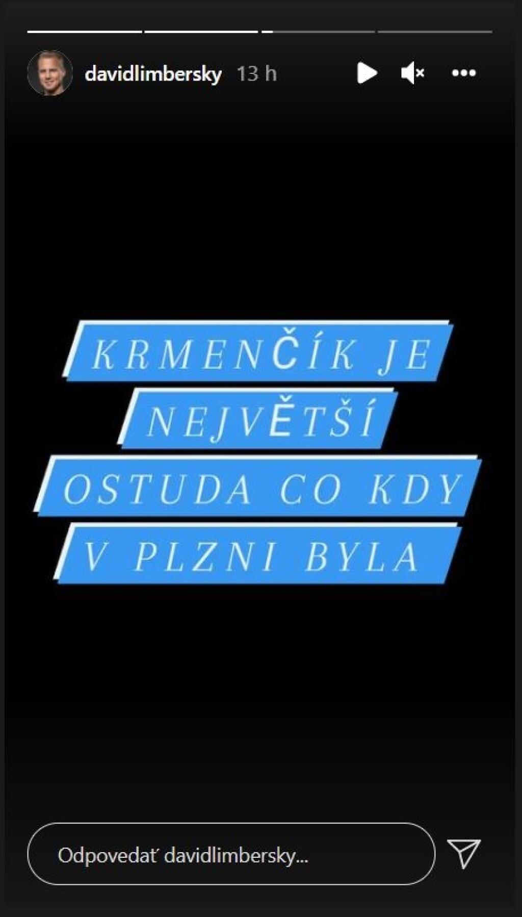 David Limberský naložil Krmenčíkovi na instagrame.