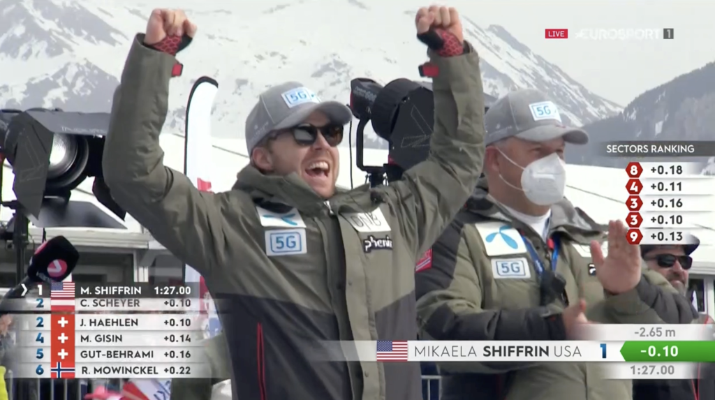 Takto sa nórsky lyžiar tešil z víťazstva Shiffrinovej v zjazde.