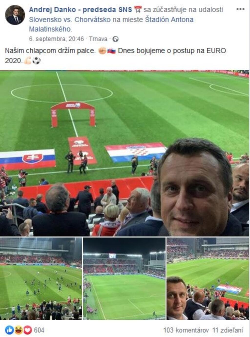 Danko bol prítomný aj na zápase s Chorvátskom, kde však veľa šťastia našim futbalistom nepriniesol, keďže utŕžili debakel 0:4.