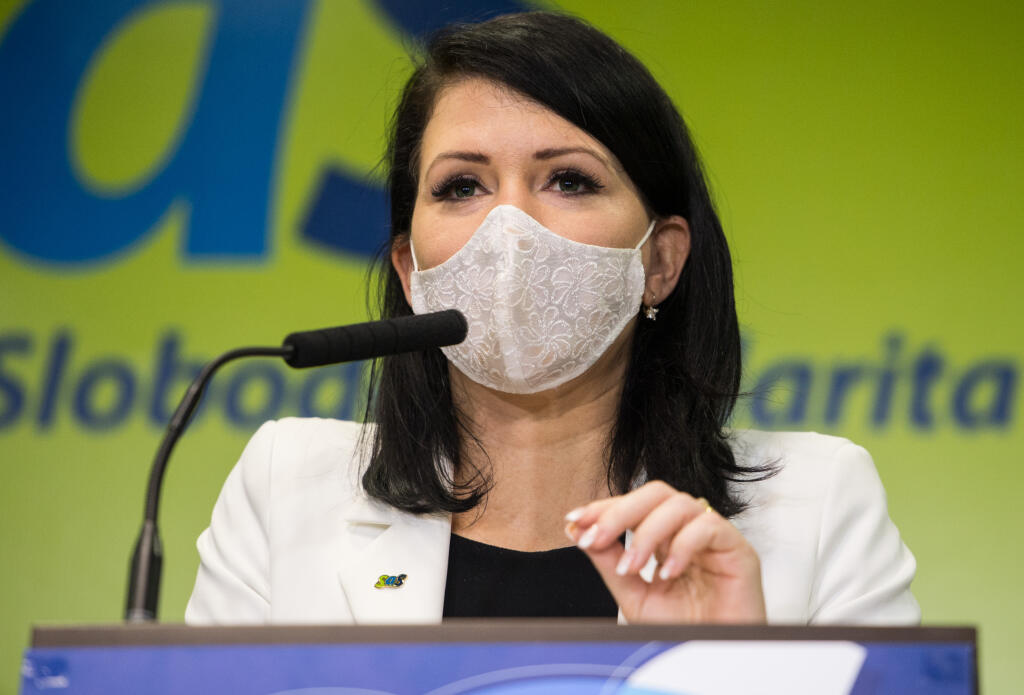 Na snímke predsedníčka Výboru NR SR pre zdravotníctvo Jana Bittó Cigániková počas brífingu s novinármi na tému 