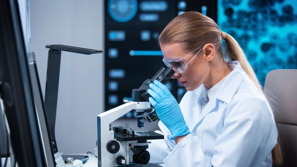 Female,Doctor,Works,In,A,Modern,Scientific,Laboratory,Using,Equipment