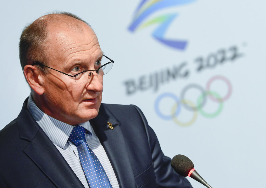 Na snímke vedúci výpravy na XIV. ZOH v Pekingu 2022 Roman Buček počas online 61. Valného zhromaždenia Slovenského olympijského a športového výboru (SOŠV).