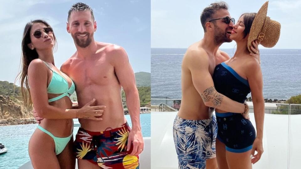 Messi a Fabregas s manželkami