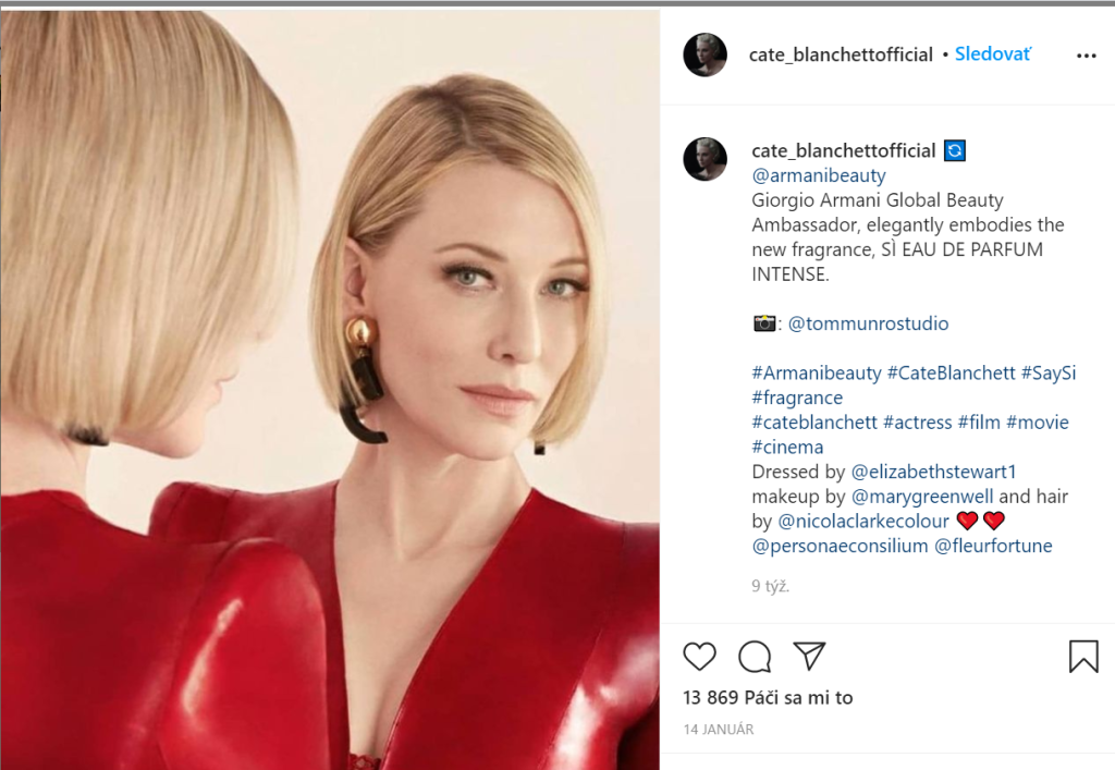 Cate Blanchett je tvárou úspešnej vône.