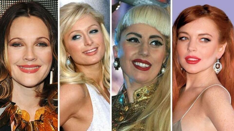 Drew Barrymore, Paris Hilton, Lady Gaga, Lindsay